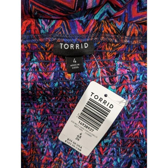 New! Maxi Challis Smocked  Ruffle Strapless Off Shoulder Flowy Dress, 4(4X/26) - Picture 6 of 7